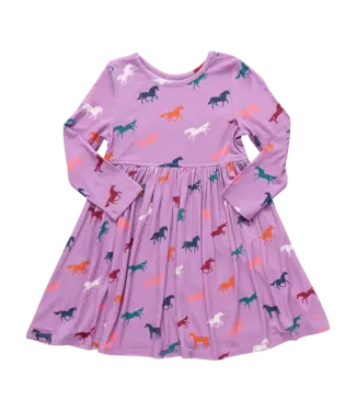 Pink Chicken Lavender Multi Horses Bamboo Steph Dress
