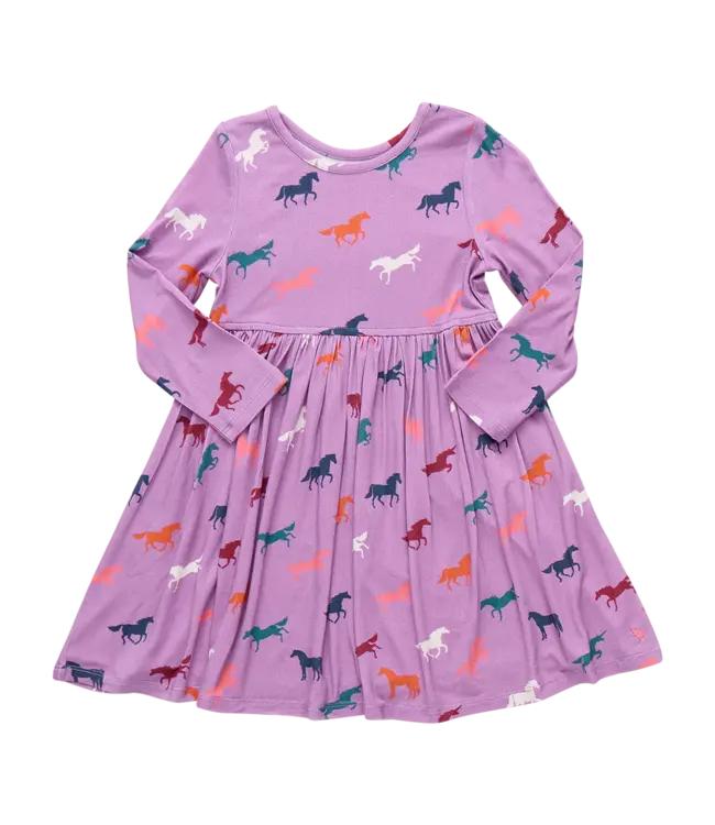 Pink Chicken Lavender Multi Horses Bamboo Steph Dress