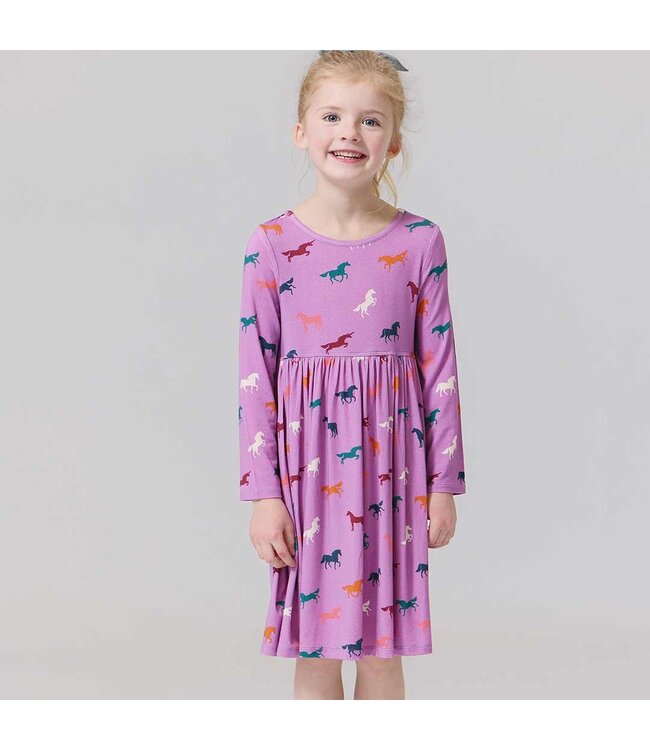Pink Chicken Lavender Multi Horses Bamboo Steph Dress
