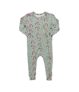Pink Chicken Green Flying Footballs Bamboo Romper