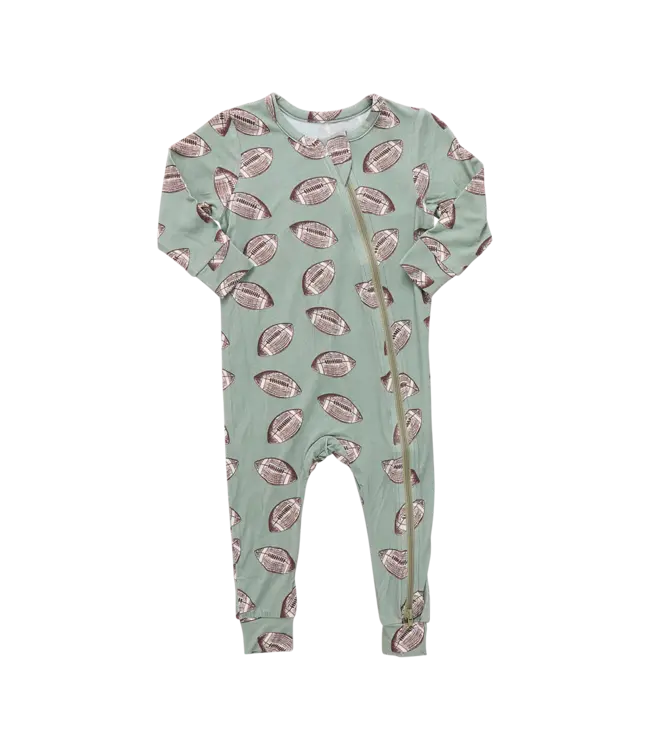 Pink Chicken Green Flying Footballs Bamboo Romper