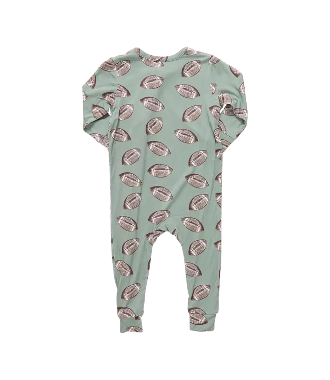 Pink Chicken Green Flying Footballs Bamboo Romper