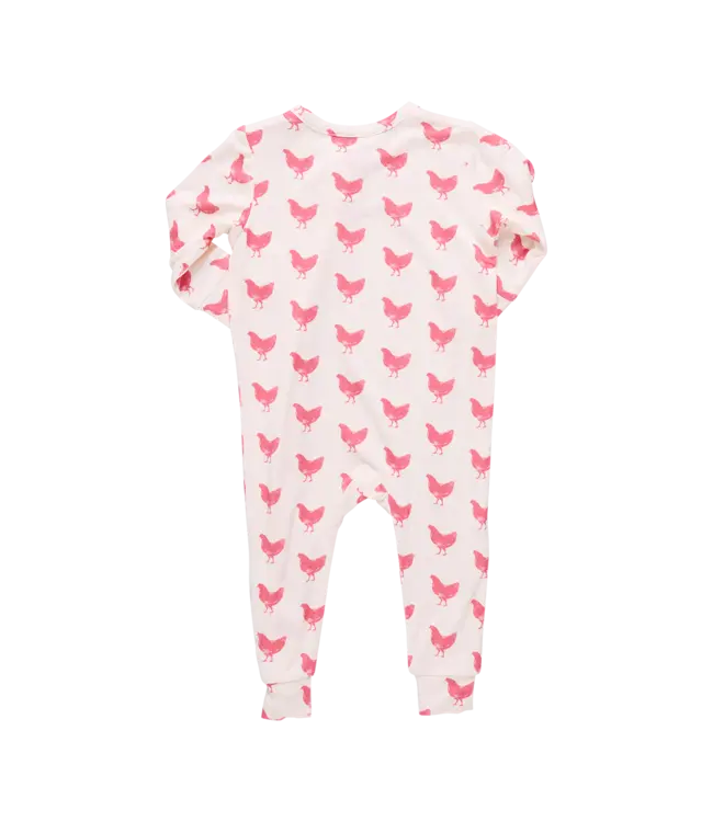 Pink Chicken Pink Chickens Ruffle Bamboo Romper