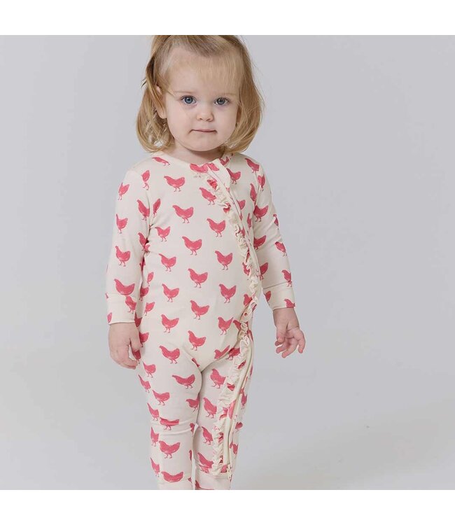Pink Chicken Pink Chickens Ruffle Bamboo Romper