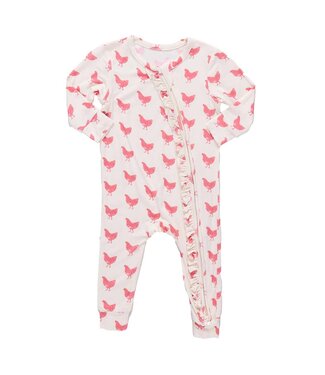 Pink Chicken Pink Chickens Ruffle Bamboo Romper