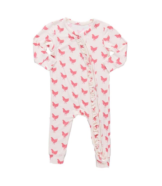 Pink Chicken Pink Chickens Ruffle Bamboo Romper