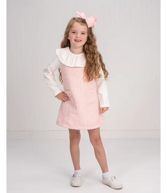 The Oaks Apparel Lt. Pink Sparkle Tweed Jillian Dress