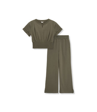 Habitual Olive Tucked S/S Pant Set