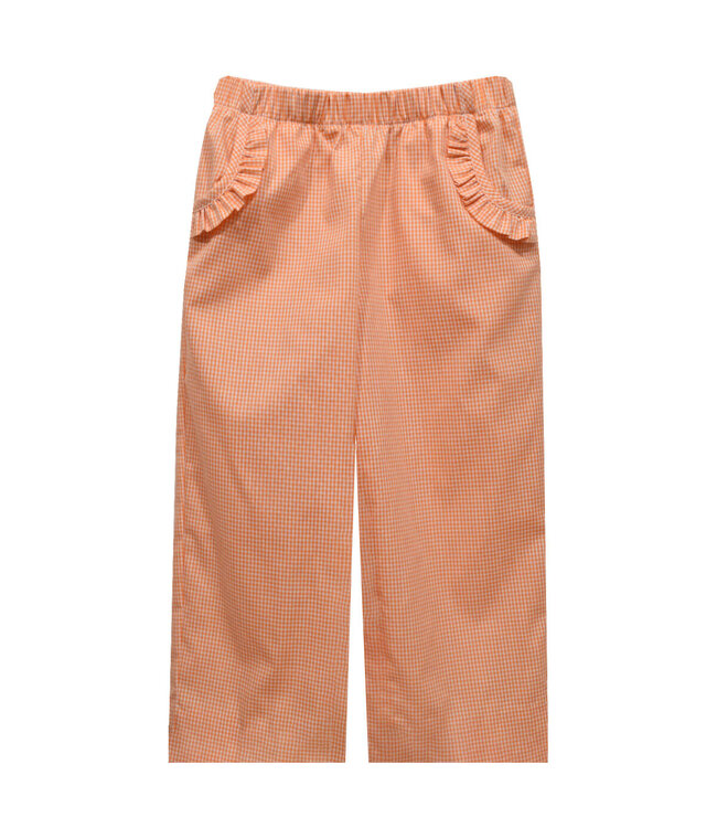 vive la fete Orange Gingham Ruffle Pocket Pant