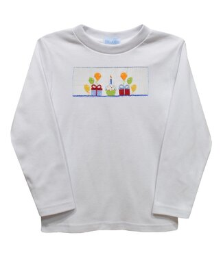vive la fete White Birthday Smocked Knit L/S Boys T-Shirt