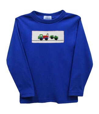 vive la fete Royal Knit Tow Truck Smocked L/S Boys Tee