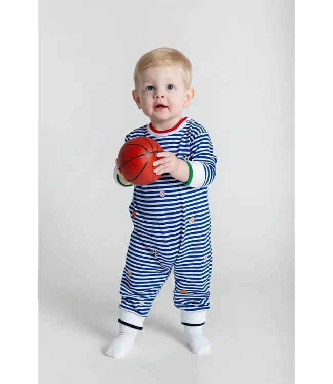 Florence Eiseman Stripe Knit Longall w/Sports Balls