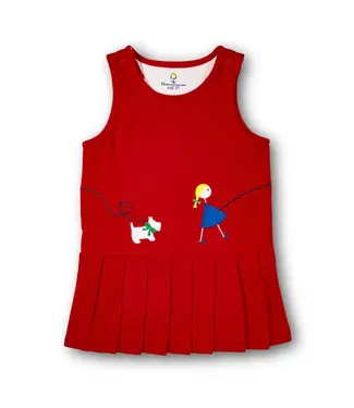 Florence Eiseman Pique Knit Jumper w/ Girl Walking Dog