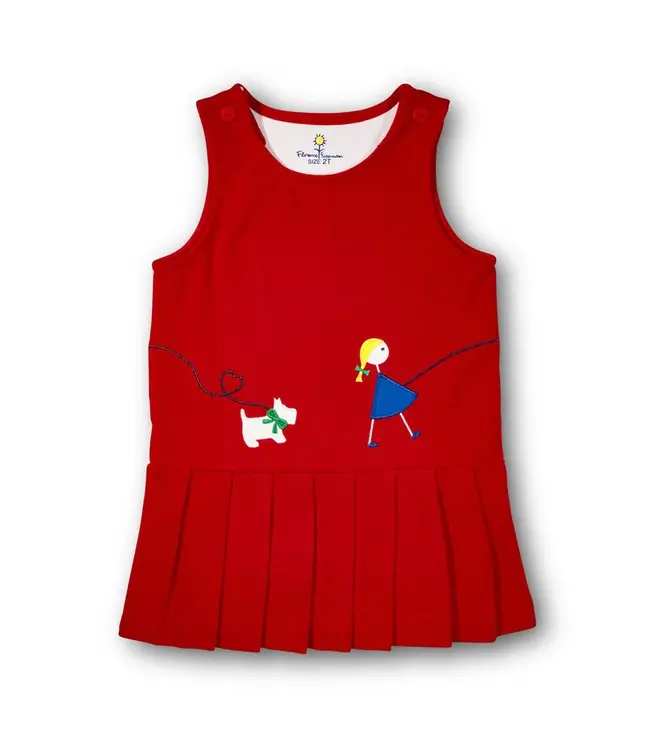 Florence Eiseman Pique Knit Jumper w/ Girl Walking Dog