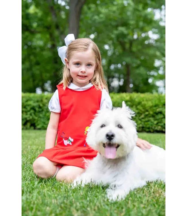 Florence Eiseman Pique Knit Jumper w/ Girl Walking Dog