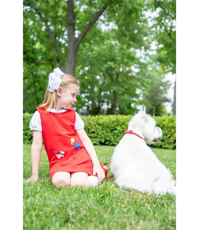 Florence Eiseman Pique Knit Jumper w/ Girl Walking Dog