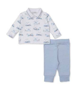 Kissy Kissy Blue Roundabout Railroad Pant Set