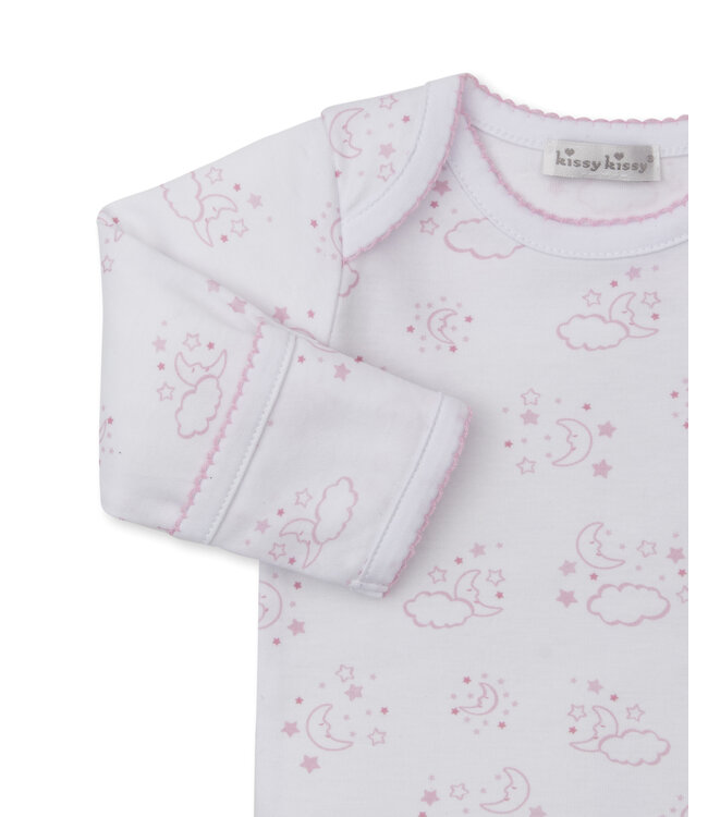 Pink Cheerful Good Night Footed Pant Set