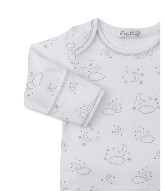 Silver Cheerful Good Night Footed Pant Set