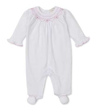 Kissy Kissy White/Pink CLB Fall 25 Smocked Footie