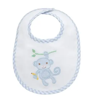 3 Marthas Blue Monkey Applique Bib
