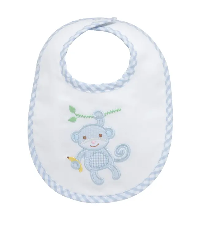 3 Marthas Blue Monkey Applique Bib
