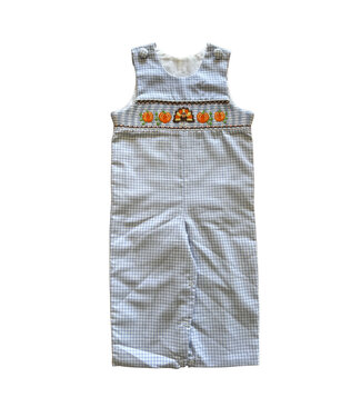 Delaney Blue Gingham Smocked Turkey Long Jon Jon