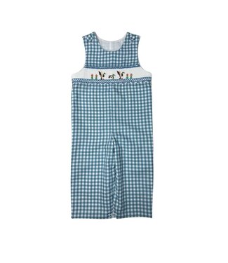 Delaney Teal Check Smocked Mallard Ducks Long Jon Jon