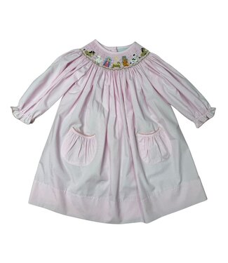 Delaney Pink Gingham Smocked Nativity Bishop Dress