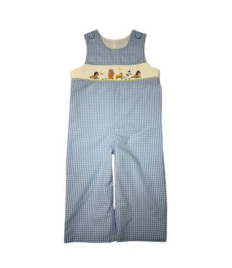Delaney Blue Gingham Check Smocked Nativity Long Jon Jon