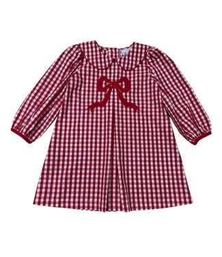 Delaney Red White Check A-Line Pleated Dress