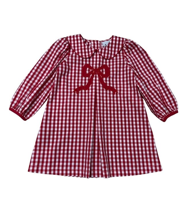 Delaney Red White Check A-Line Pleated Dress