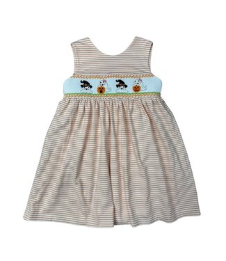 Delaney Orange/White Smocked Ghost Back Wrap Jumper