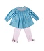 Delaney Blue Gingham L/S Smocked Tiny Flowers Bishop Legging Set