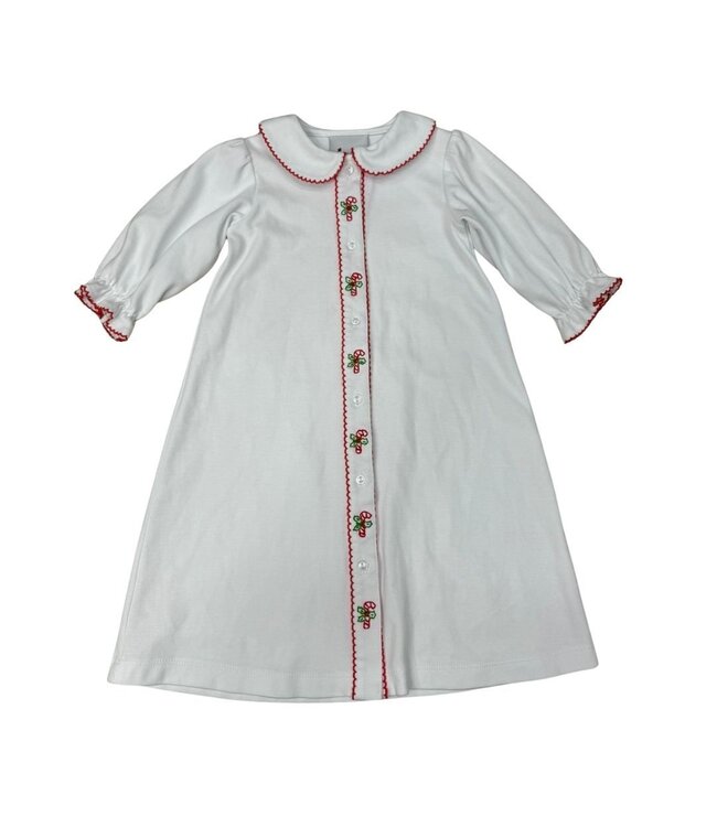 Delaney White Button Front L/S w/Candy Canes Daygown