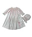 Delaney Soft Pink Smocked Lace Trim Daygown & Bonnet