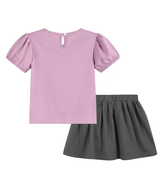 tutu&lulu Purple Halloween Ruffle Top and Gray Skort Set