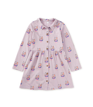 Tea Collection Bow Tie Cats Collared L/S Dress