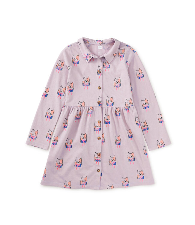 Tea Collection Bow Tie Cats Collared L/S Dress