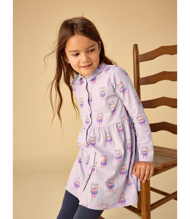 Tea Collection Bow Tie Cats Collared L/S Dress