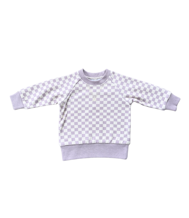 babysprouts Lavender Cloud Checkered Fleece Sweatshirt