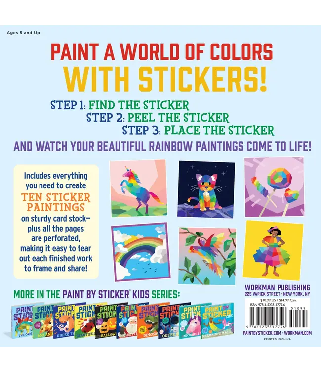 hachette book group Paint by Sticker Kids: Rainbows Everywhere!