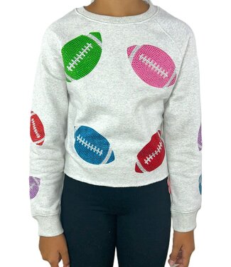 Paper Flower Light Gray Rhinestone Footballs Sweatshirt
