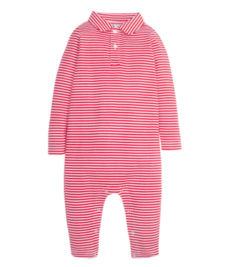 Little English Red Stripe L/S Polo Romper