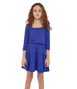 Sadie & Sage Blue Mary 3/4 Sleeve Tiered Dress
