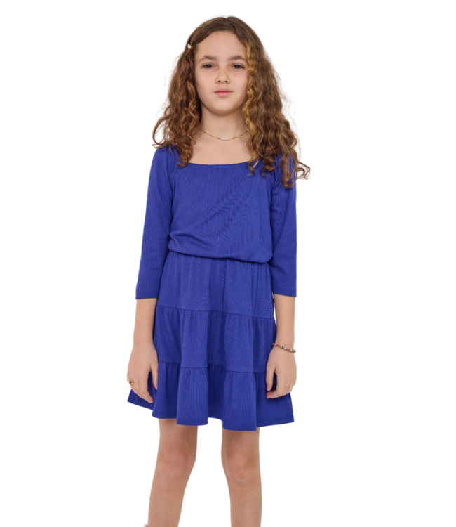 Sadie & Sage Blue Mary 3/4 Sleeve Tiered Dress