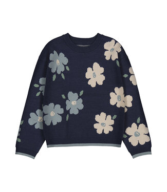 Mayoral Navy Flower Jacquard Sweater
