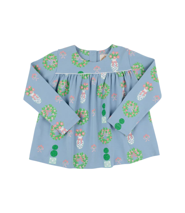 Beaufort Bonnet Barrington Blue Topiaries and Tangerine L/S Dowell Top