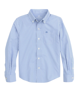 Southern Tide Cobalt Blue L/S Bengal Stripe Sportshirt