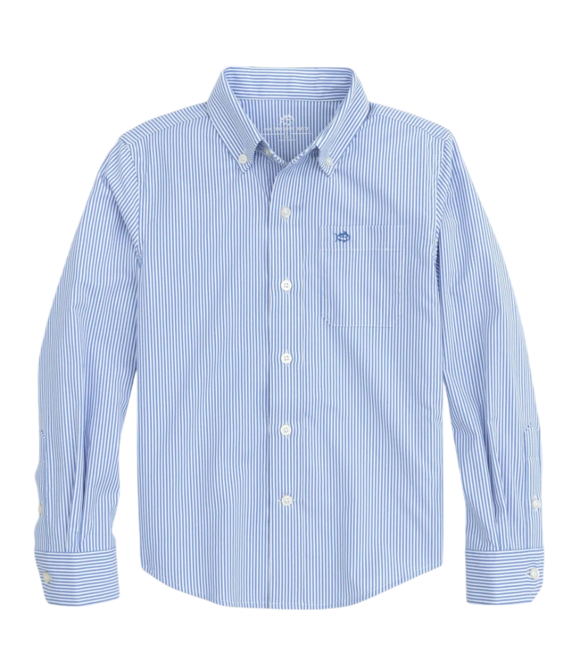 Southern Tide Cobalt Blue L/S Bengal Stripe Sportshirt